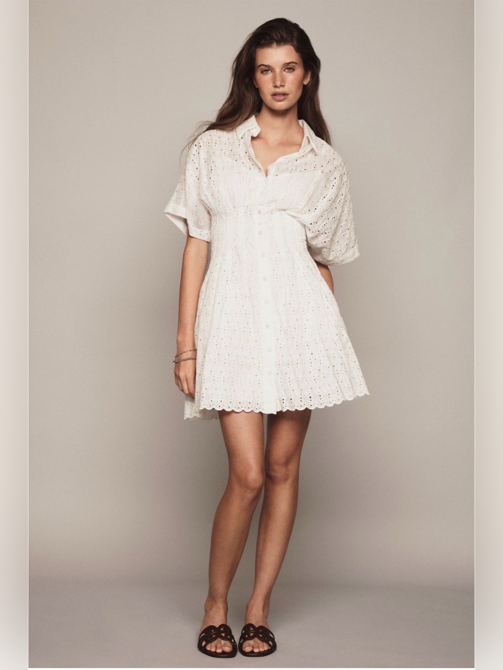 Chic White Eyelet Mini Dress